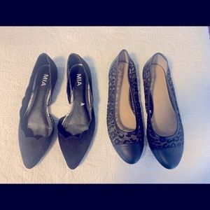 Two pairs of black flats size 9